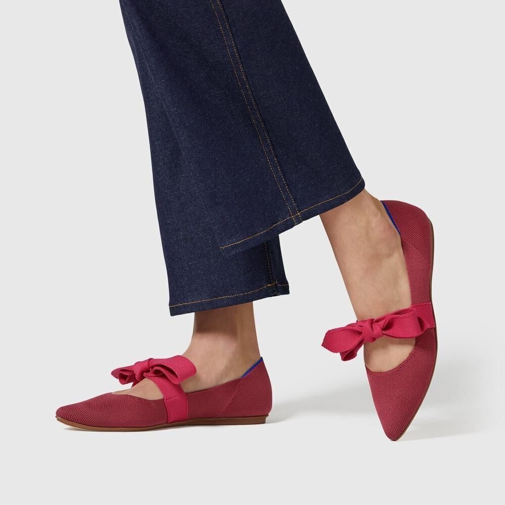 Rothy's Women's Pointed Bow Flats in Deep Pink